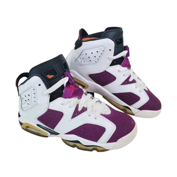 Air Jordan 6 Retro Grape Athletic Shoes Youth 4Y Womens 5.5 Purple White Sneaker - Picture 2 of 16